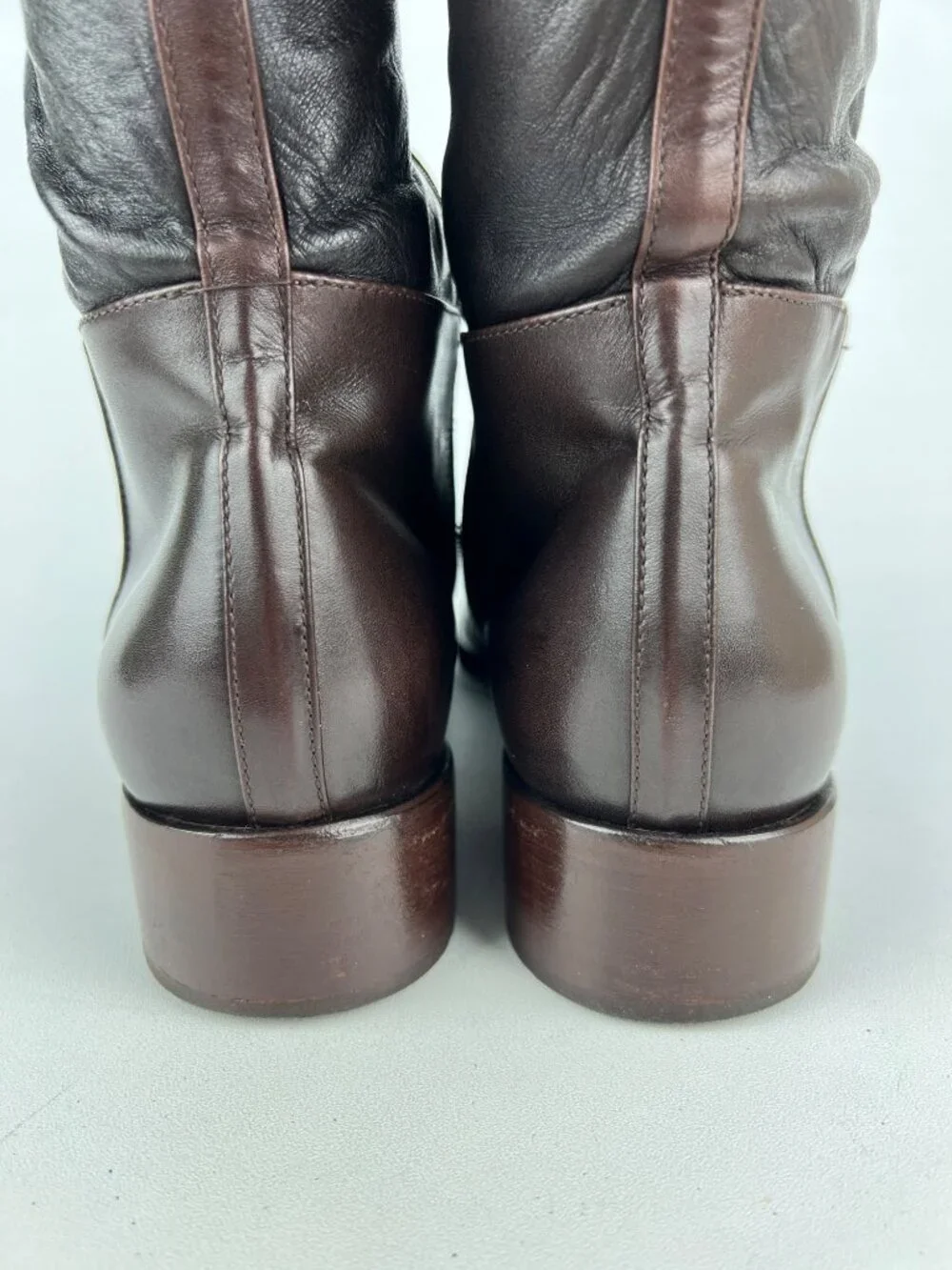Alaia Womens Brown Leather Over the Knee Boots Low Heel Italy size EU 40 US 10